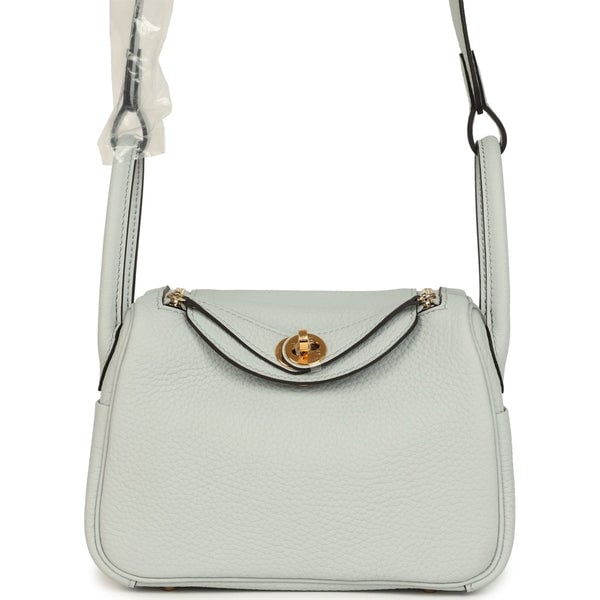 Hermes Hermes Mini Lindy Bleu Pale Clemence Gold Hardware