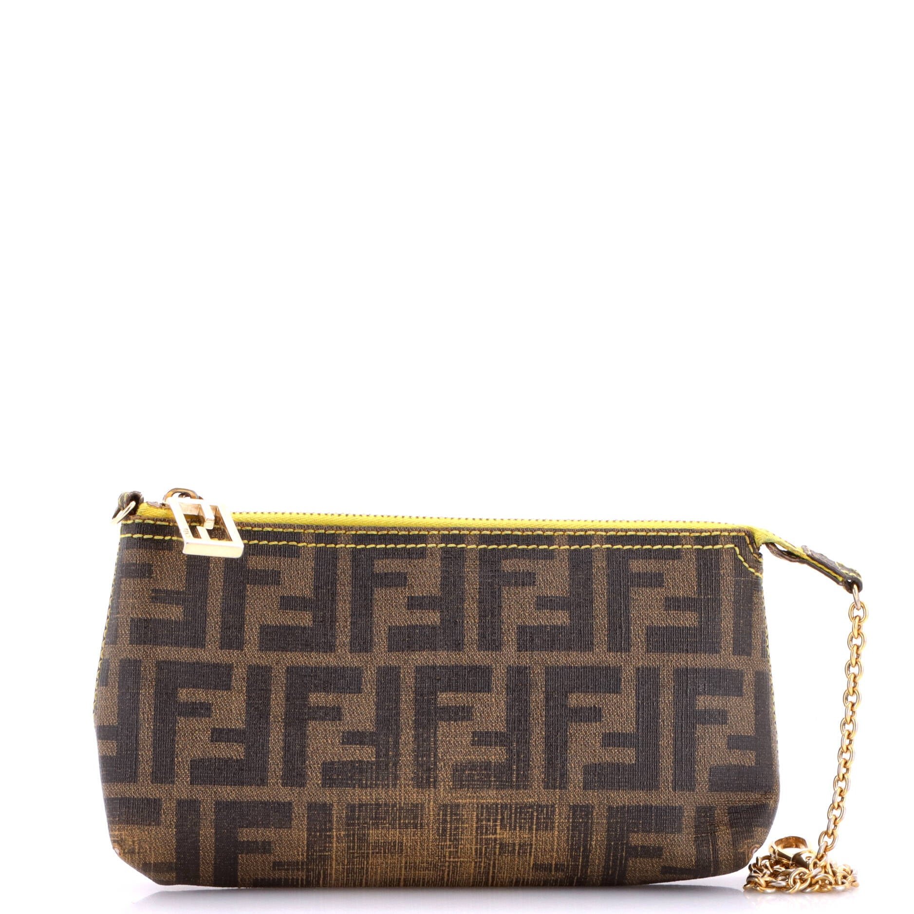 Chain Pochette Zucchino Coated Canvas