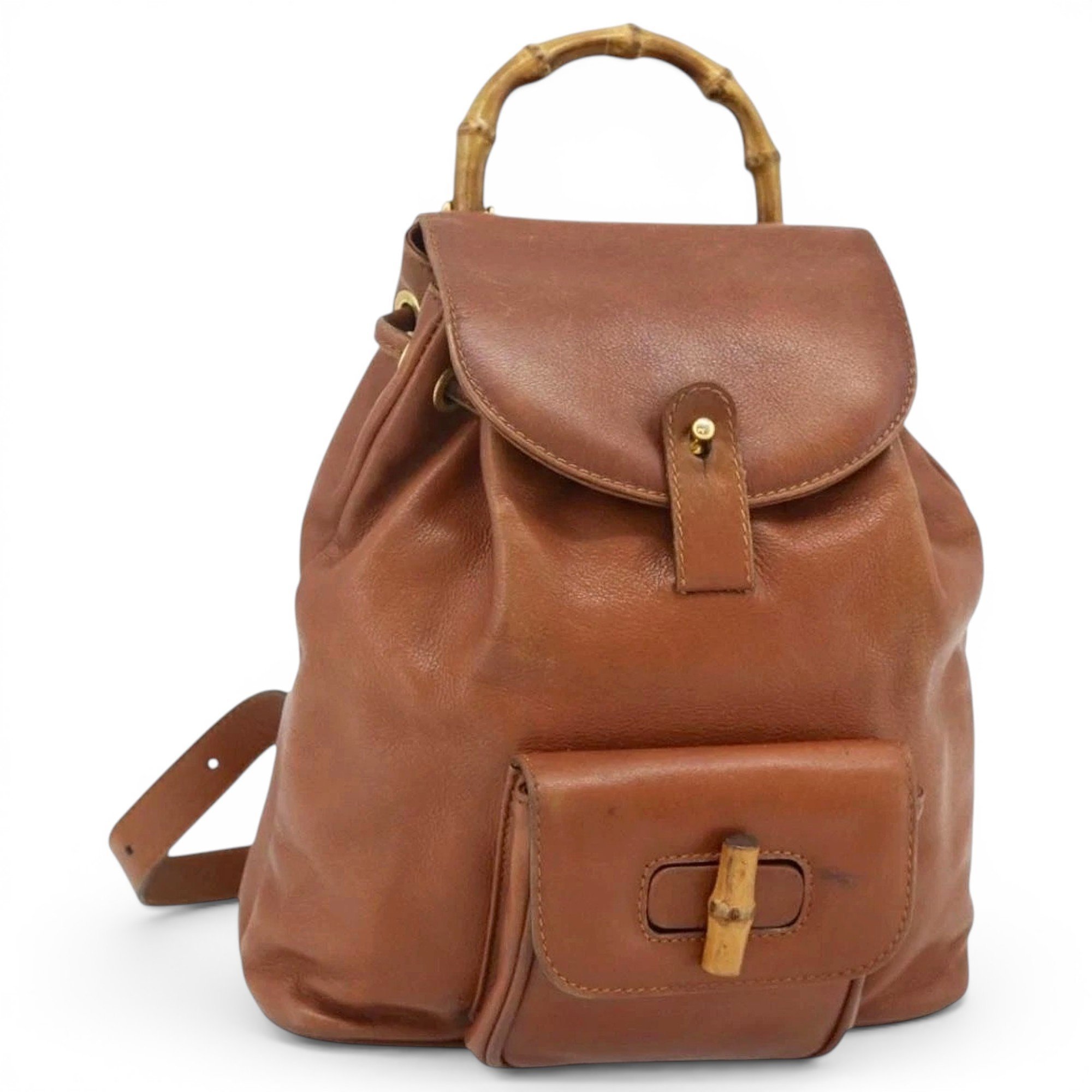 Bamboo Tassel Oval leather backpack