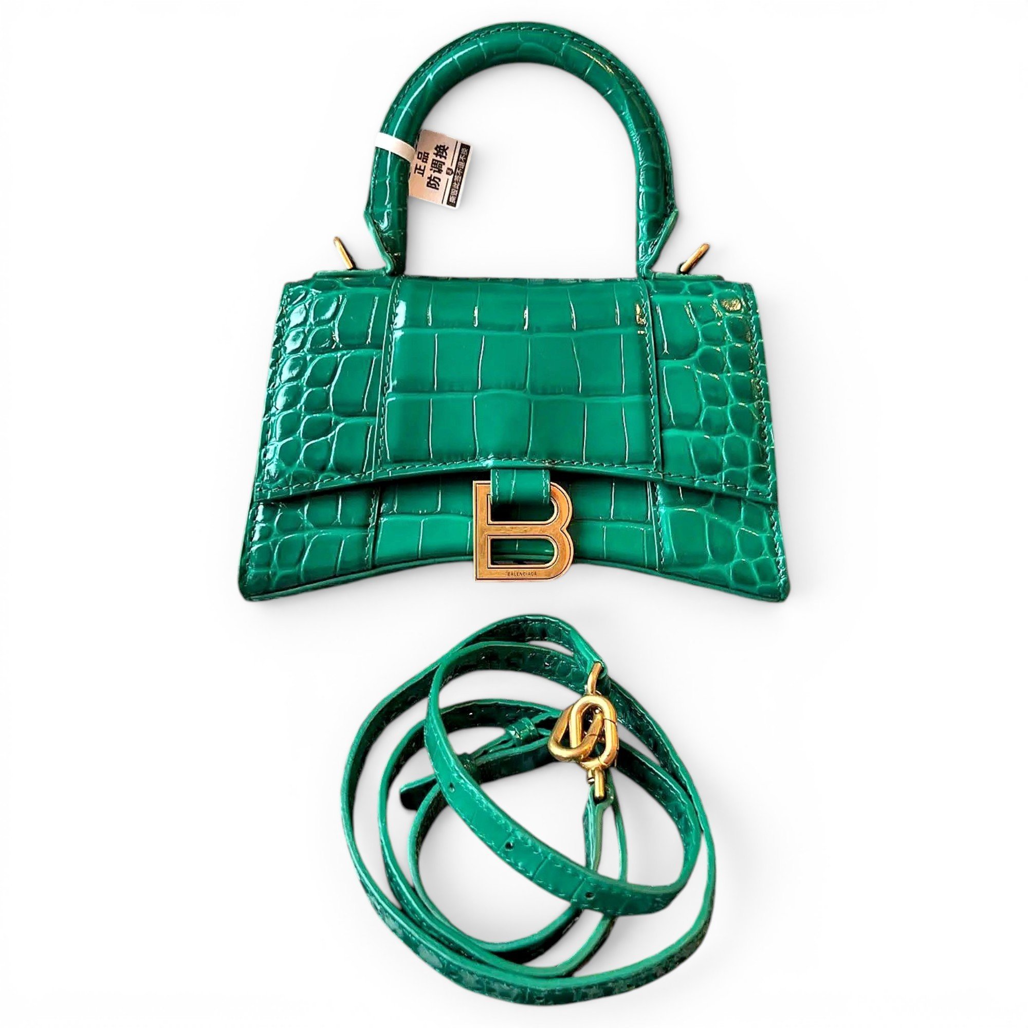 Hourglass leather handbag