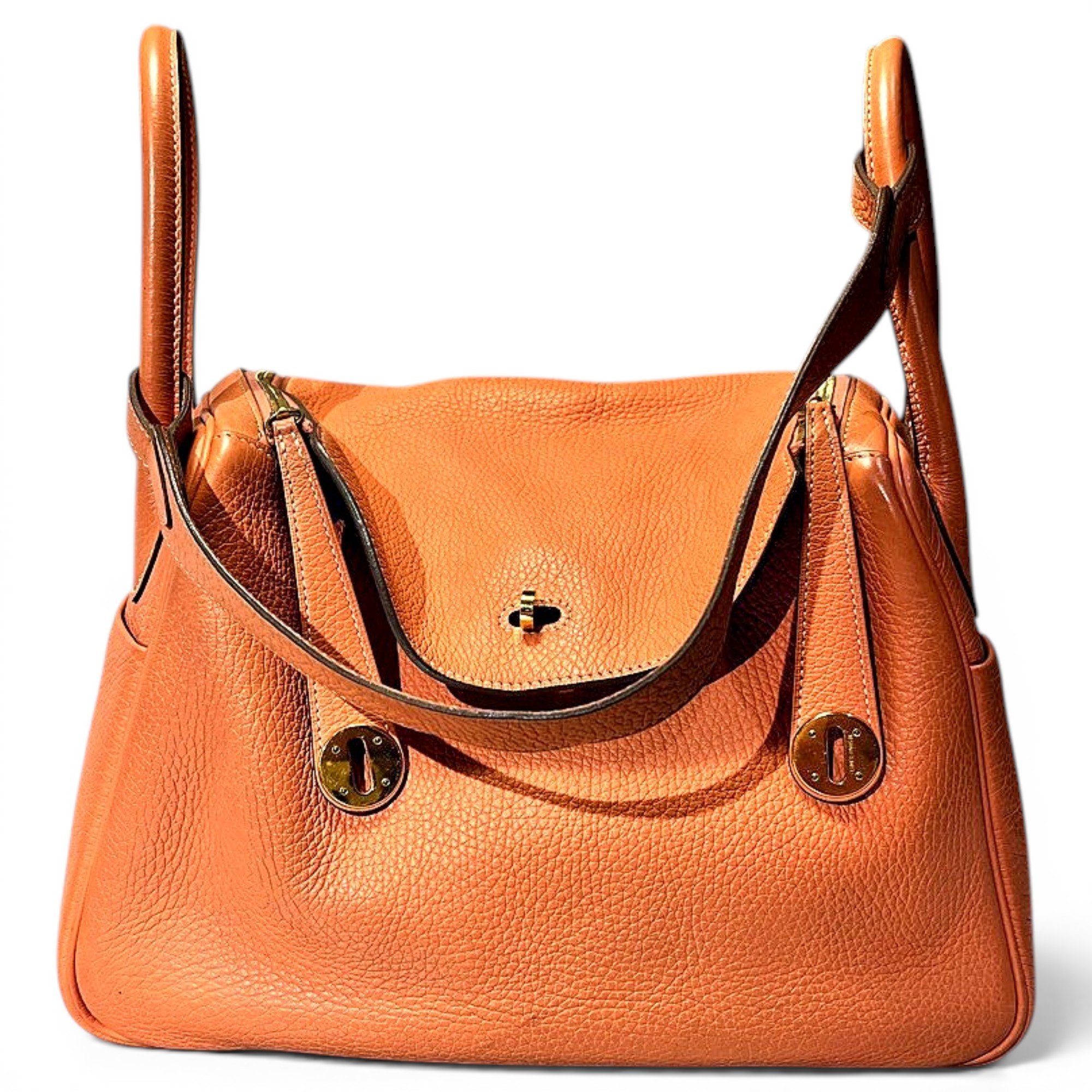 Hermes Lindy Handbag Orange Togo Leather