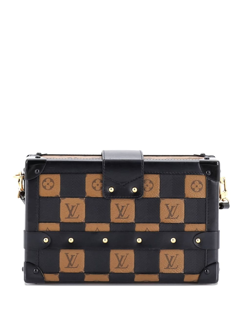 Petite Malle Handbag Damier Tressage Monogram Canvas and Leather clutch bag
