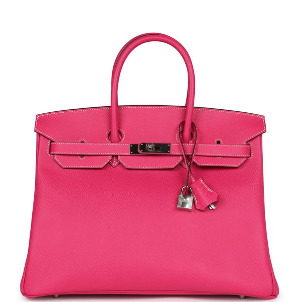 Hermes Pre-owned Hermes Birkin 35 Rose Tyrien Epsom Palladium Hardware