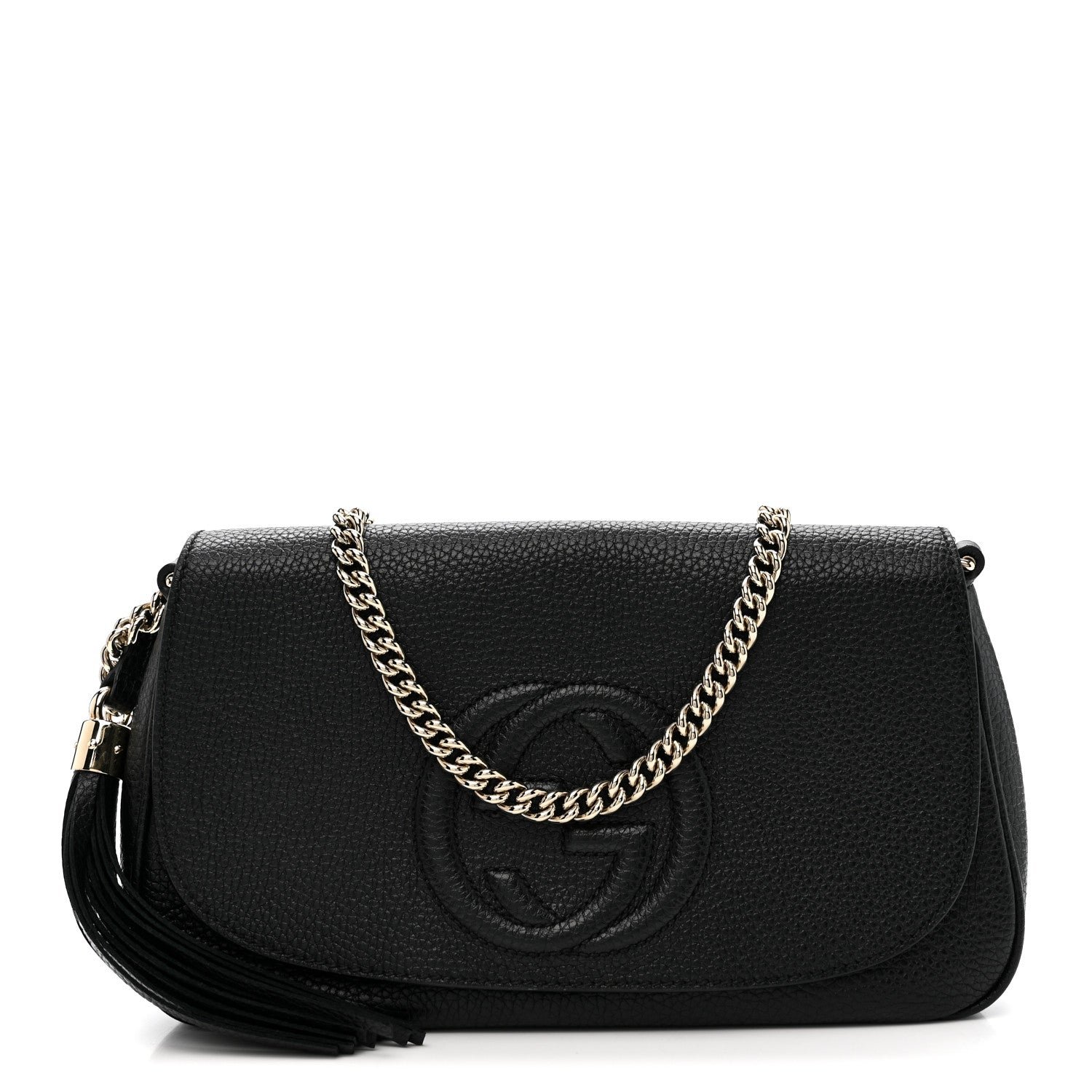 Gucci Pebbled Calfskin Medium Soho Flap Crossbody Black