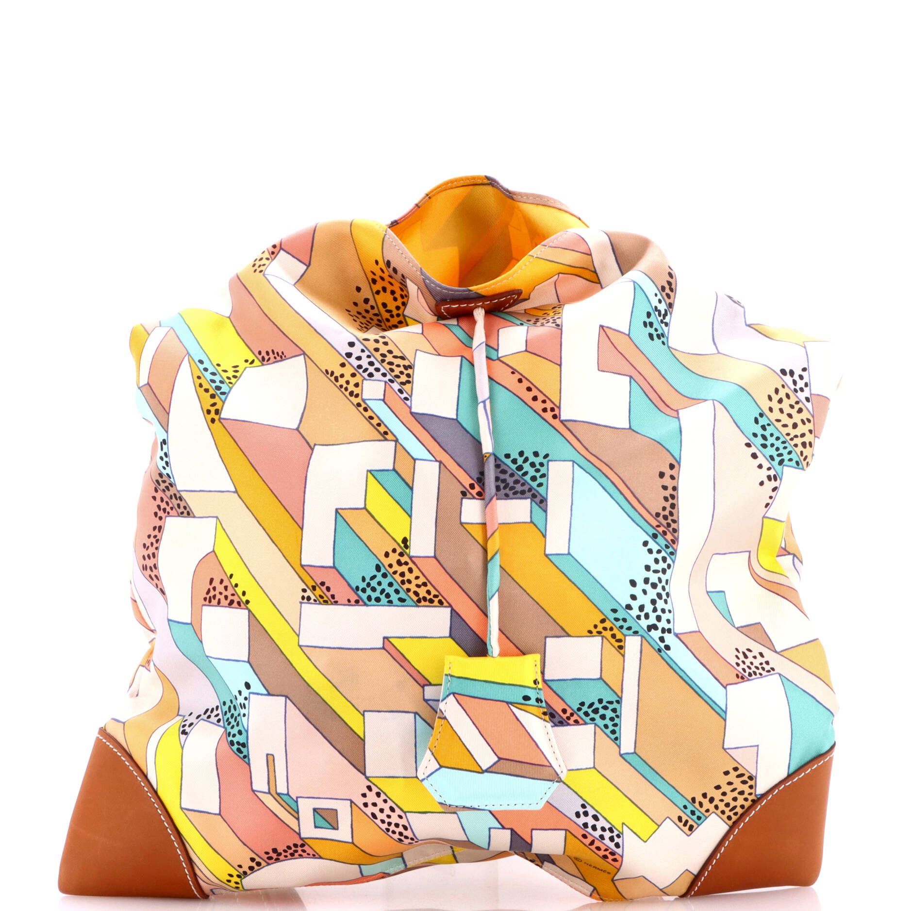 Silky City Bag Printed Silk and Leather PM