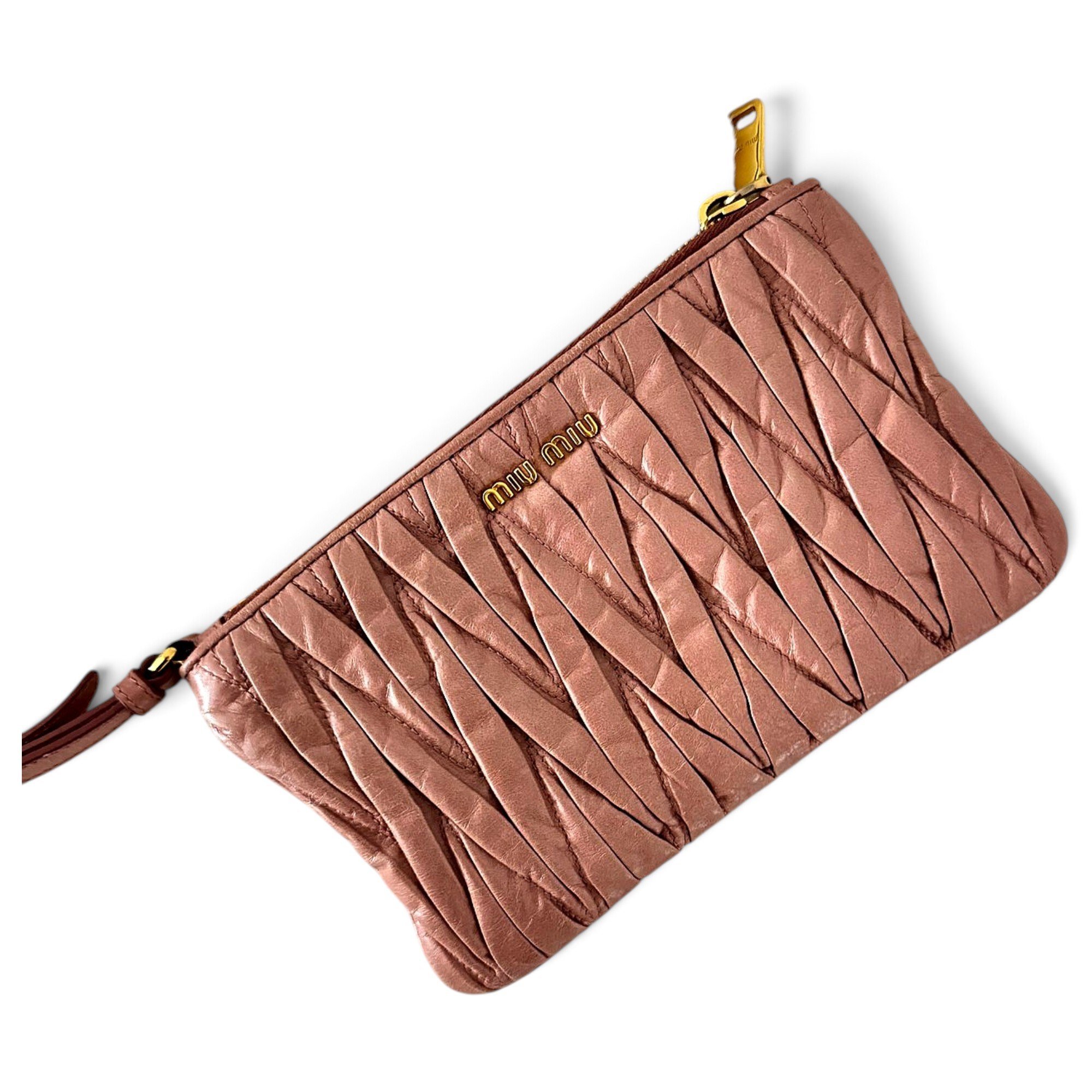 Matelassé leather clutch bag