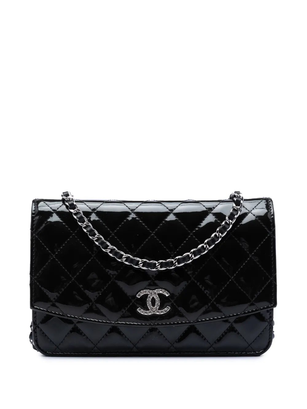 2013-2014 CC Quilted Patent Brilliant Wallet On Chain crossbody bag