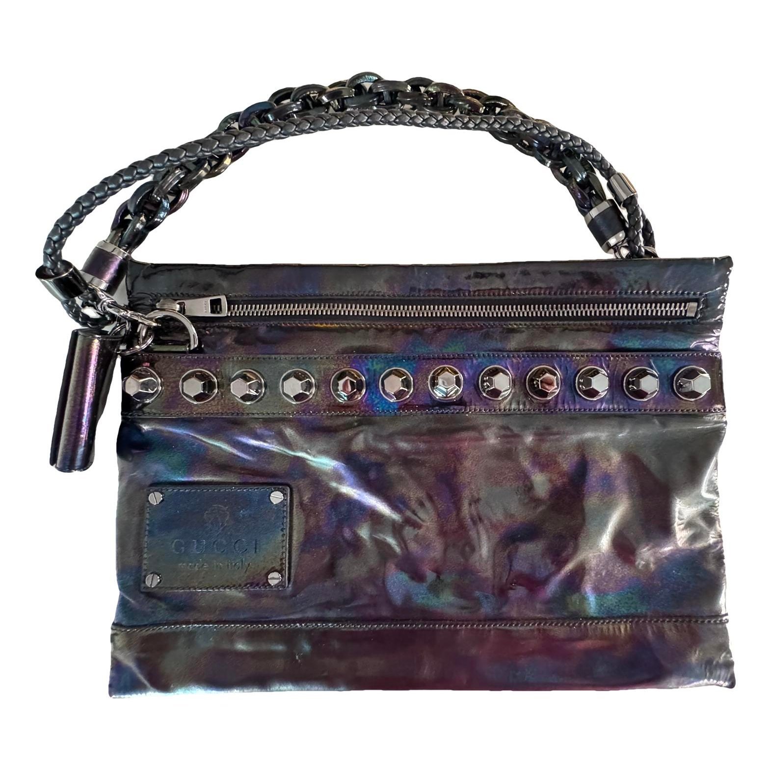Patent leather clutch bag