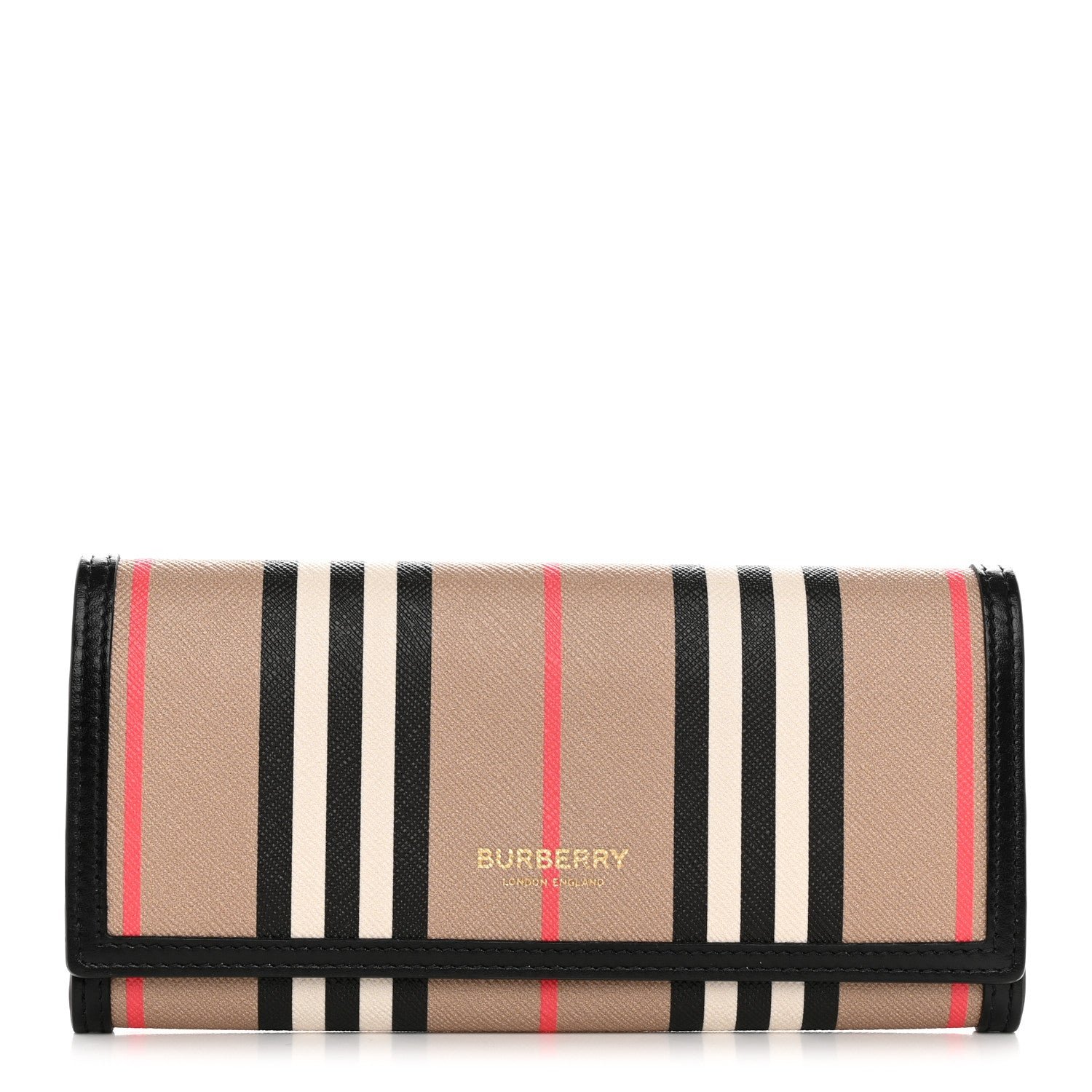 Burberry E-Canvas Icon Stripe Halton Continental Wallet Archive Beige