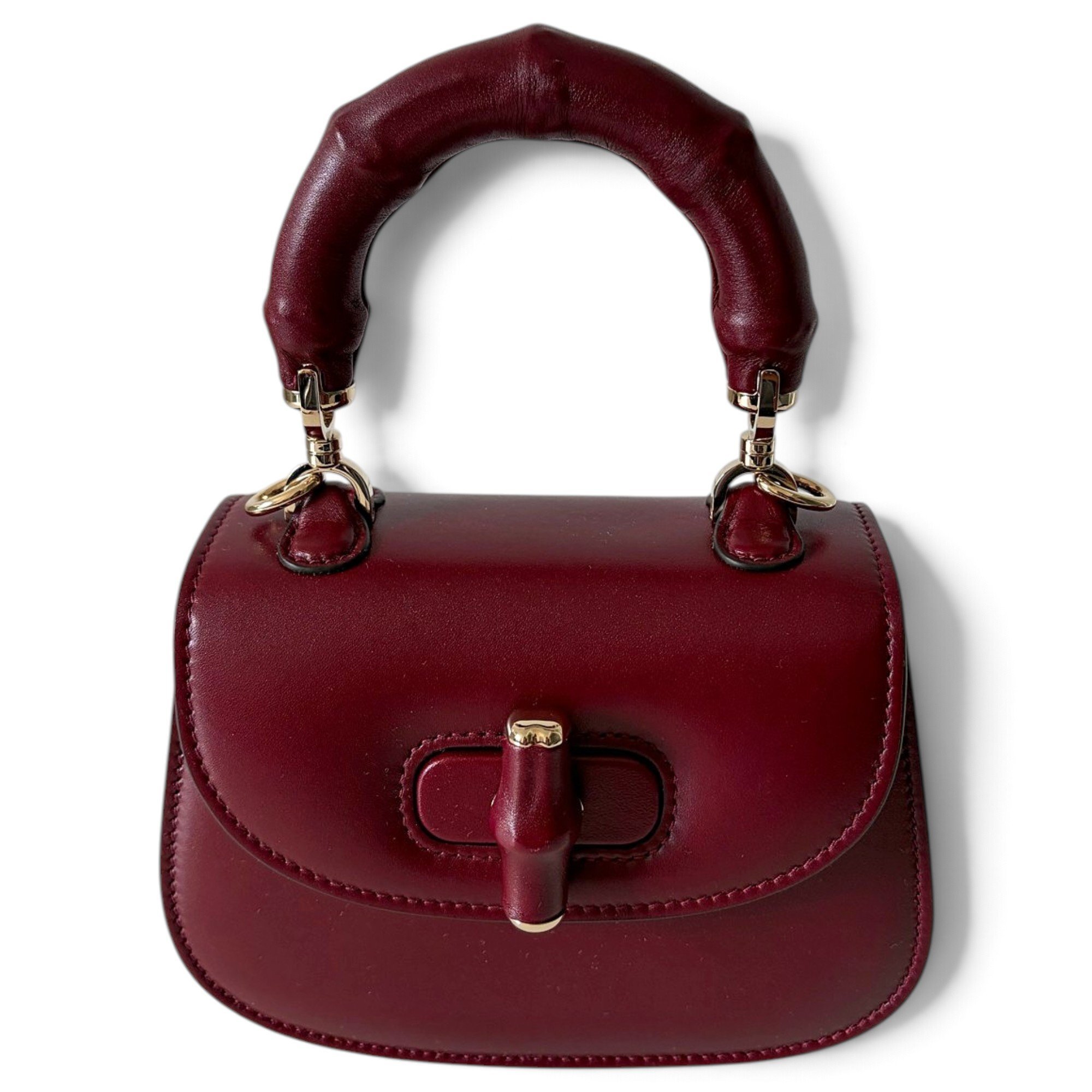Convertible Bamboo Top Handle leather handbag