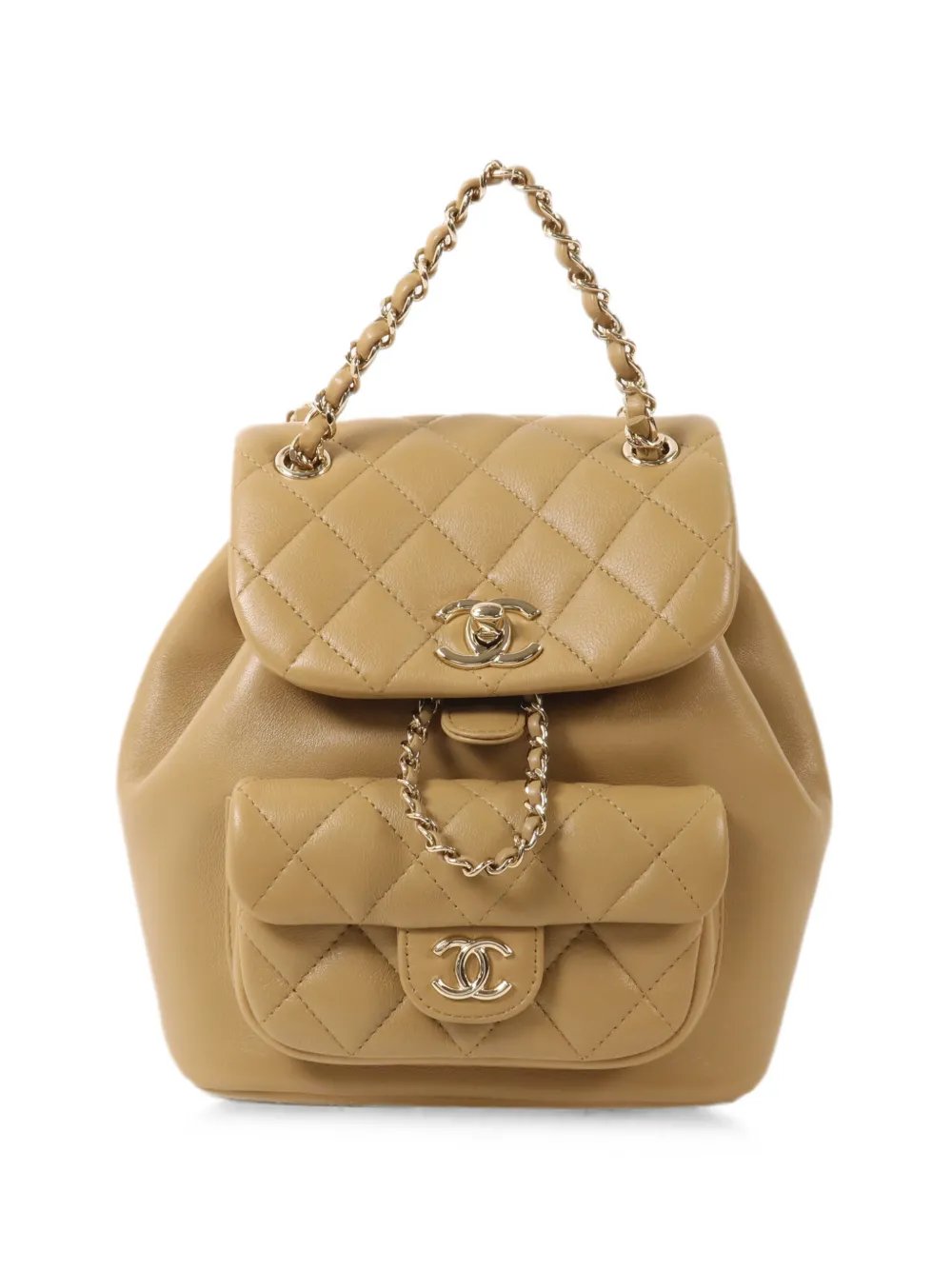 quilted turn-lock-fastening backpack