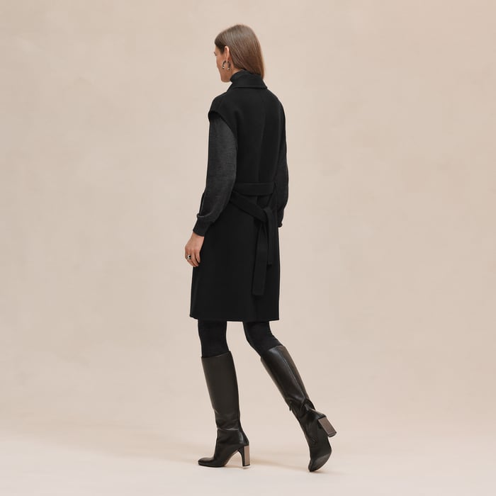 Noir Belted Cashmere Long Vest