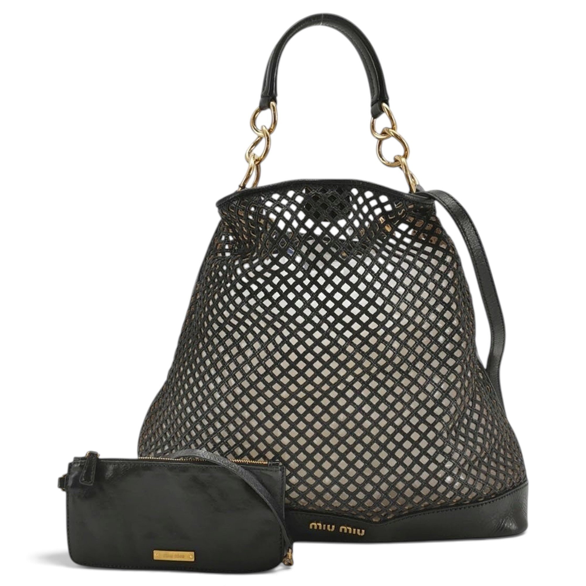 Miu Logo leather handbag