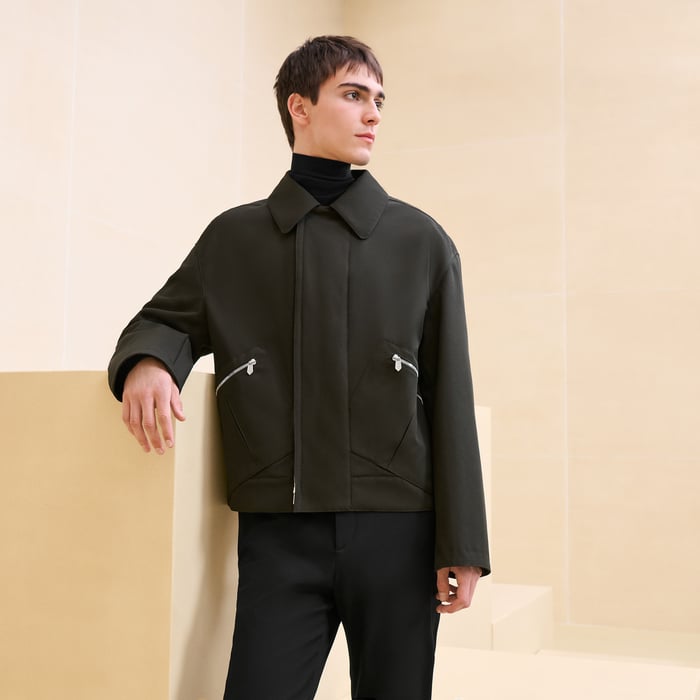 Kaki Straight Cut Jacket