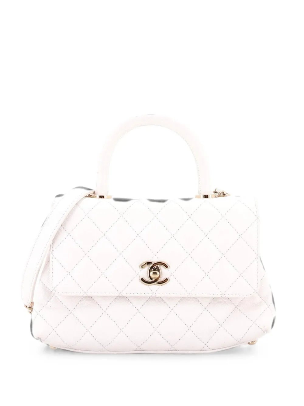 Coco Top Handle Bag Quilted Caviar with Lizard Embossed Handle Mini satchel