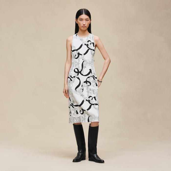 Blanc Nacre "Ferronnerie Remix" Ruffled Sleeveless Dress