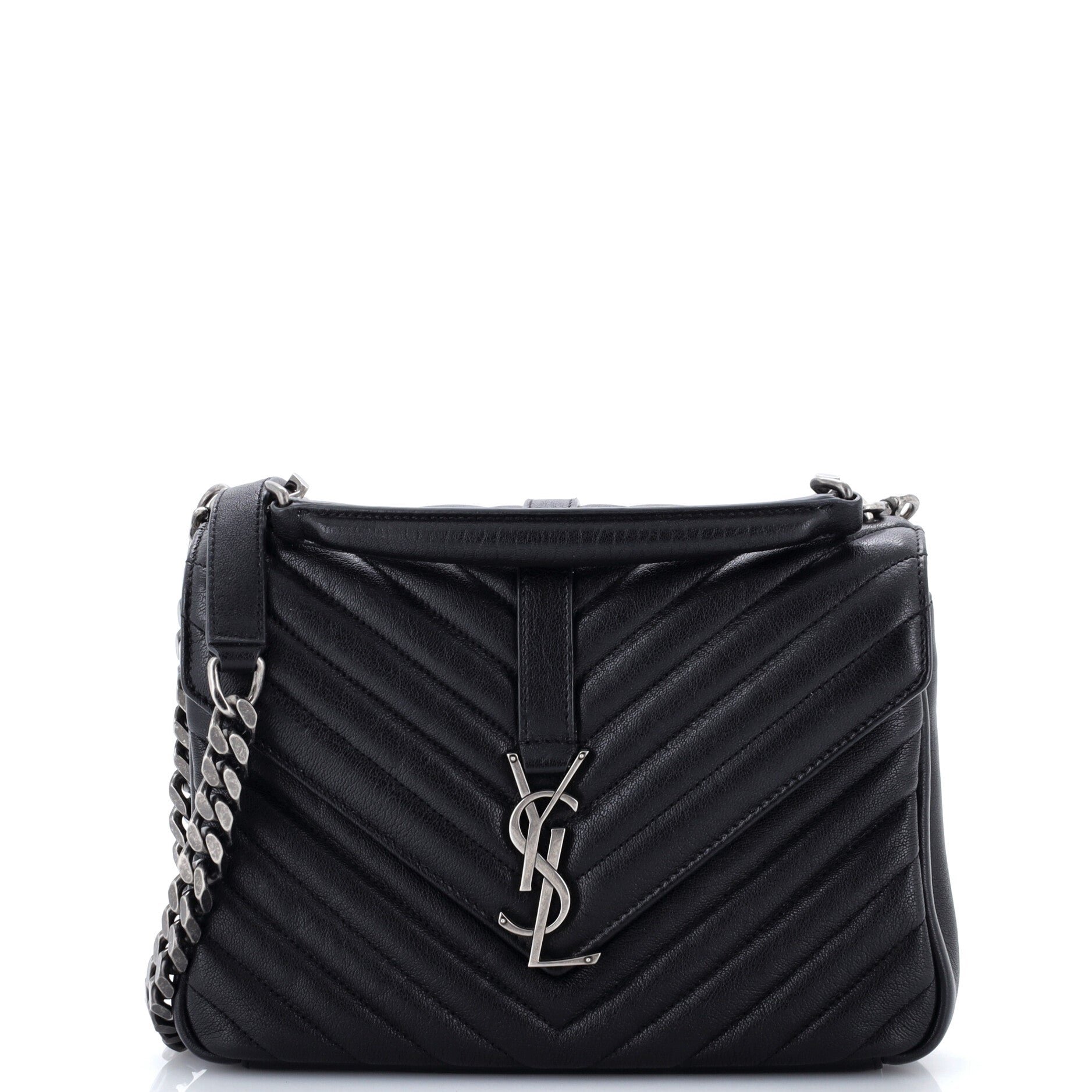 Classic Monogram College Bag Matelasse Chevron Leather Medium