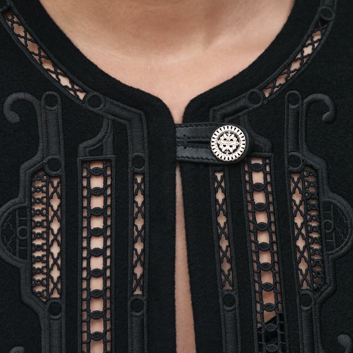 Noir Cashmere Embroidered Jacket