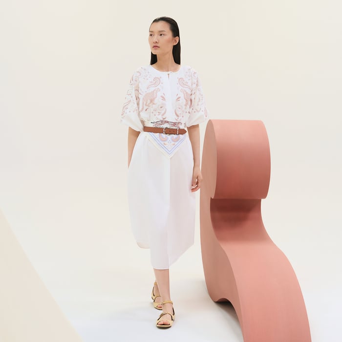 Blanc Embroidered Beach Dress