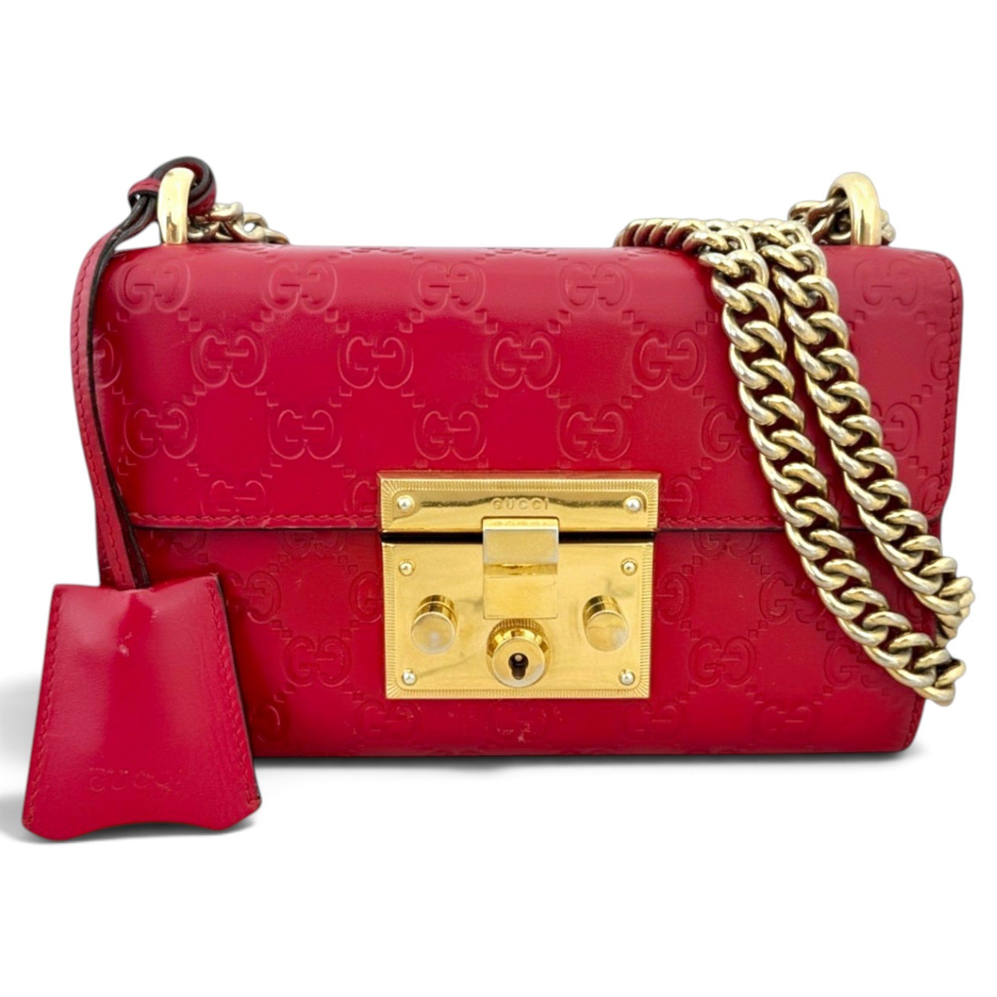 Padlock leather handbag