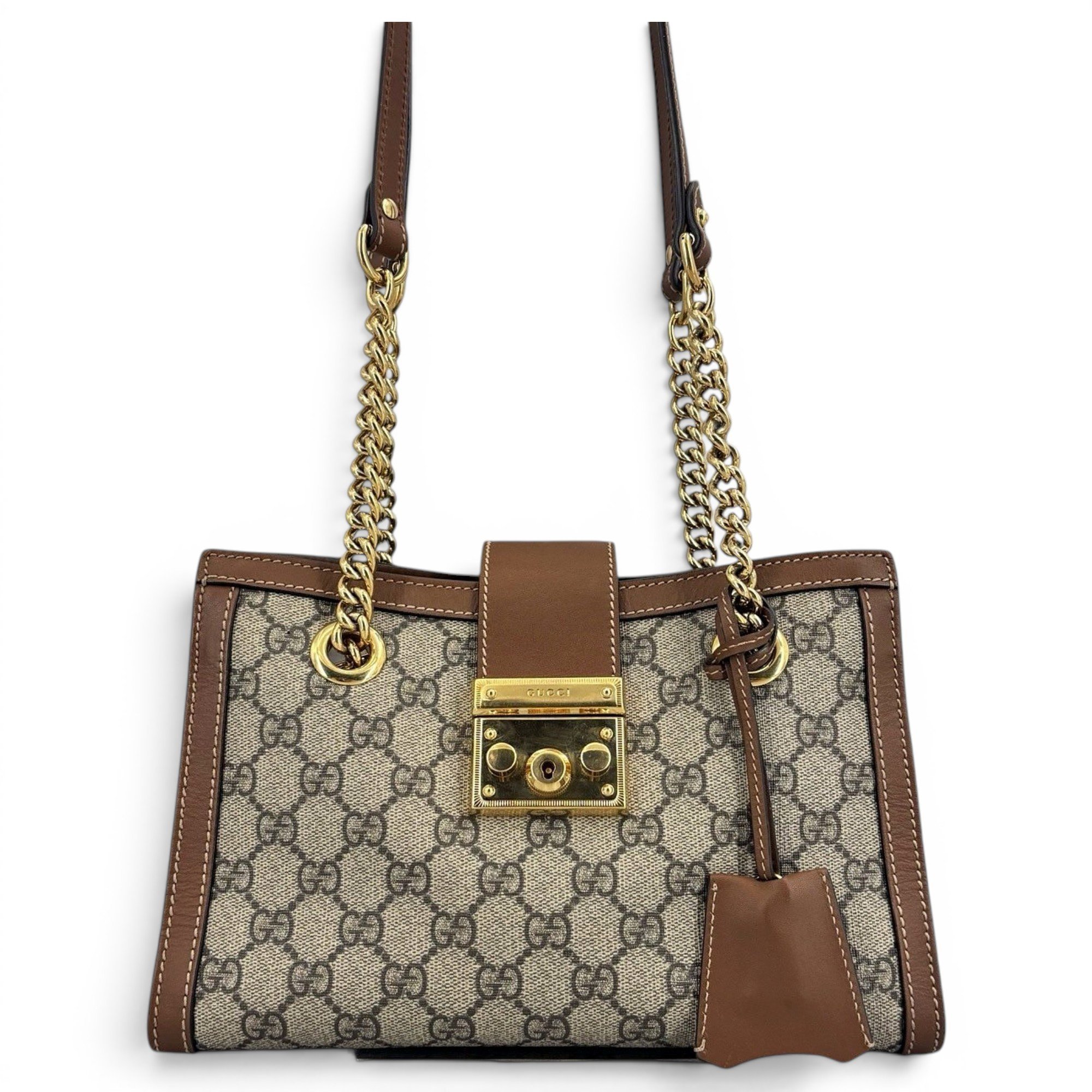 Padlock leather handbag