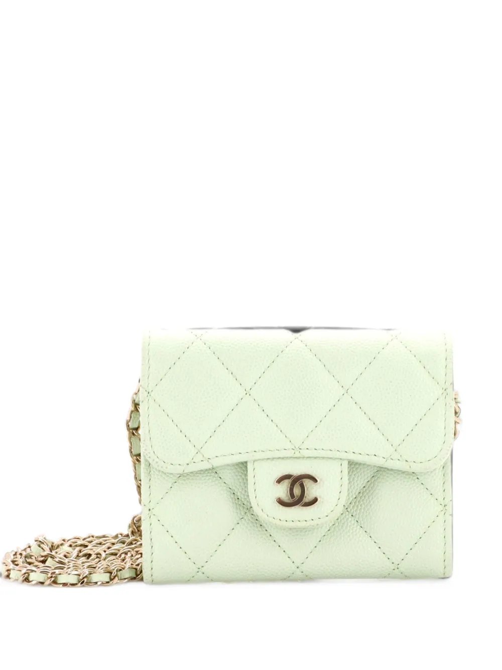 Classic Flap Card Holder on Chain Quilted Caviar Mini clutch bag