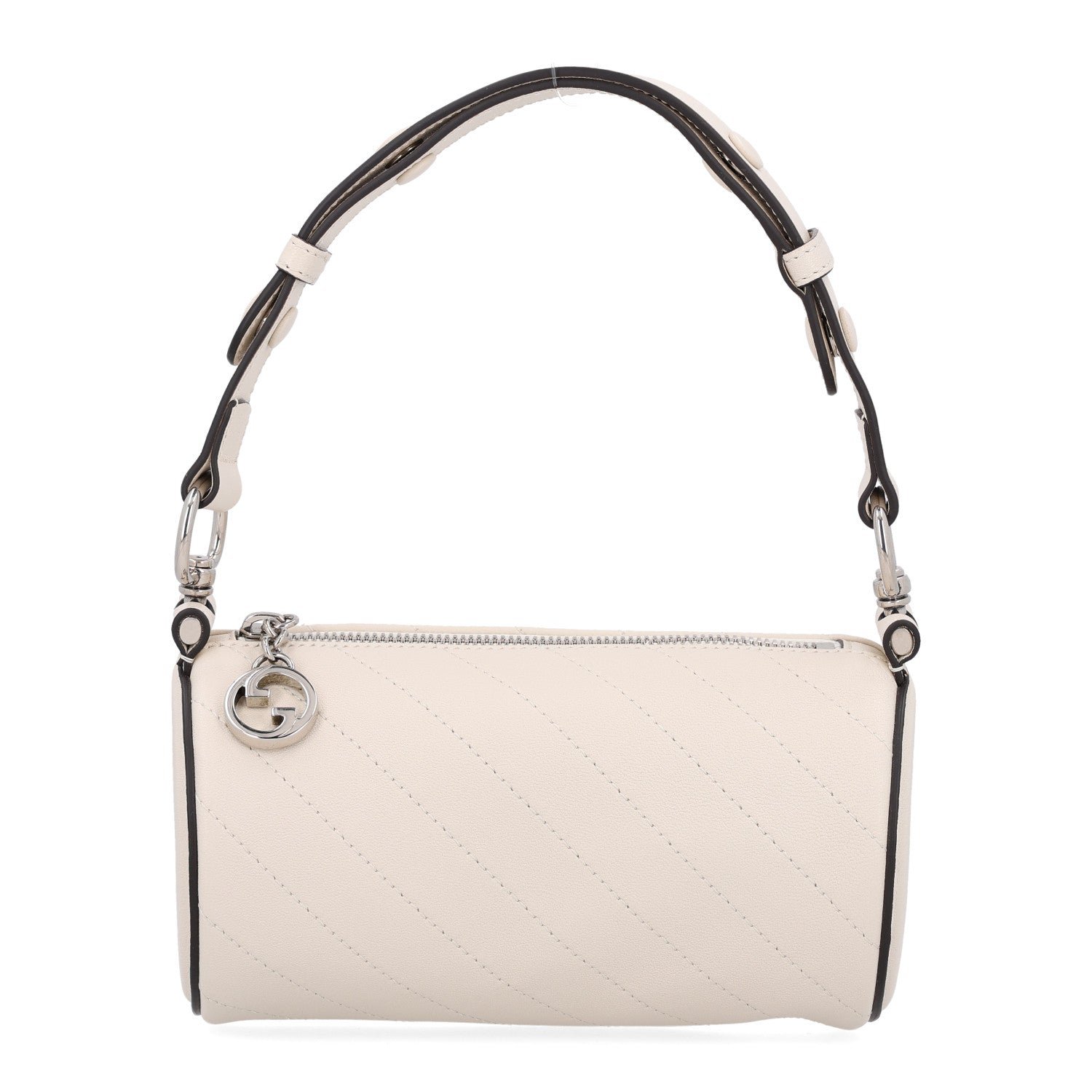 Gucci Sakai Be Green Calfskin Diagonal Stitched Mini Blondie Barrel Shoulder Bag Mystic White