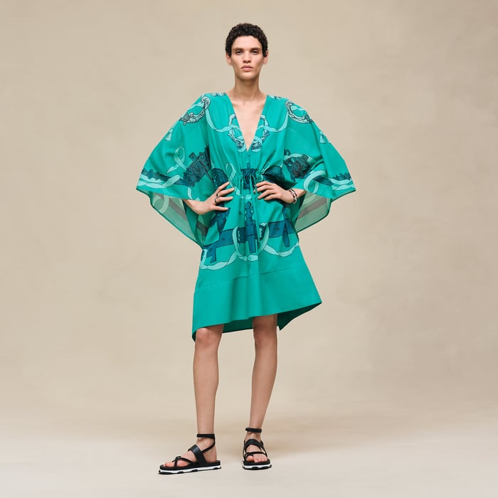 Vert Tourmaline "Ferronnerie Remix" Beach Caftan