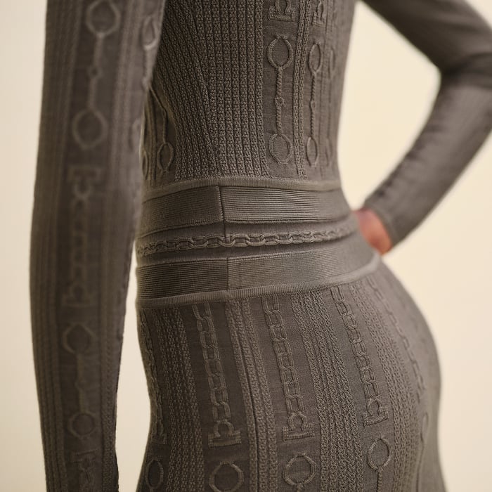 Marron Tarn Buttoned Tailored Long Dress
