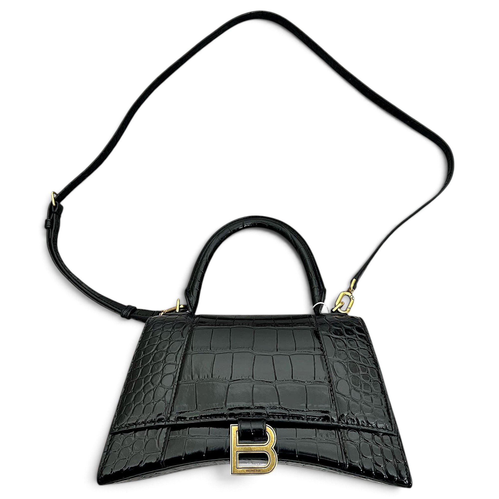 Hourglass leather handbag