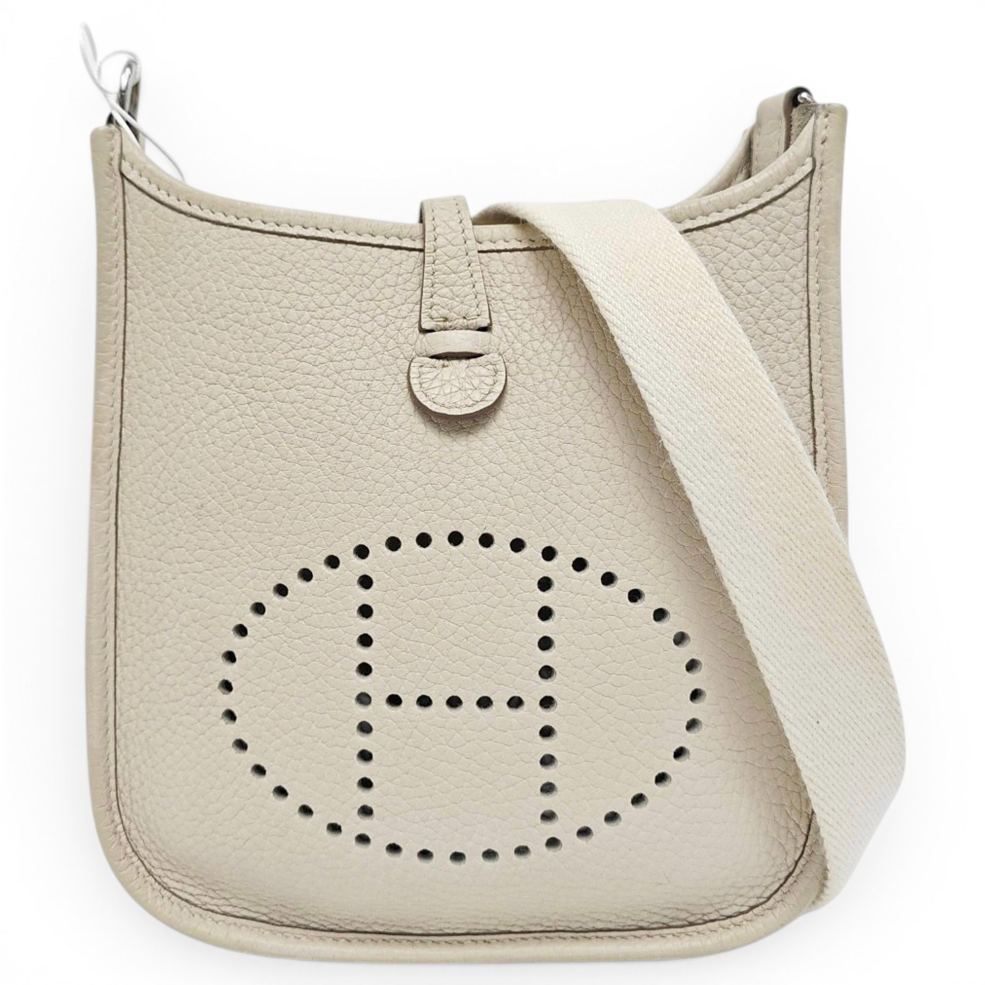 Hermes Evelyne Handbag White Clemence Leather