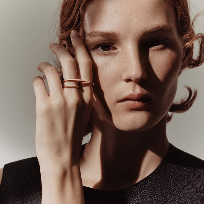 Sans Coloris Chaine d'Ancre Punk Double Ring