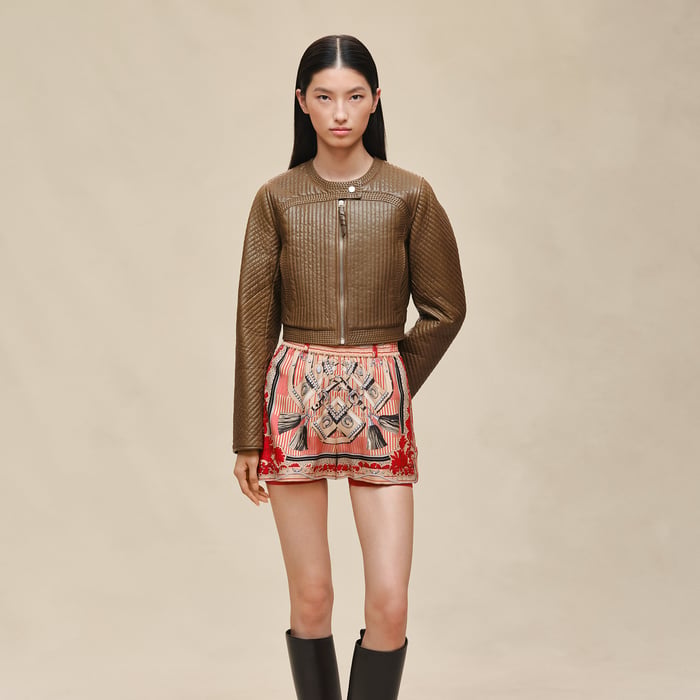 Marron Muschio Veste Matelassée