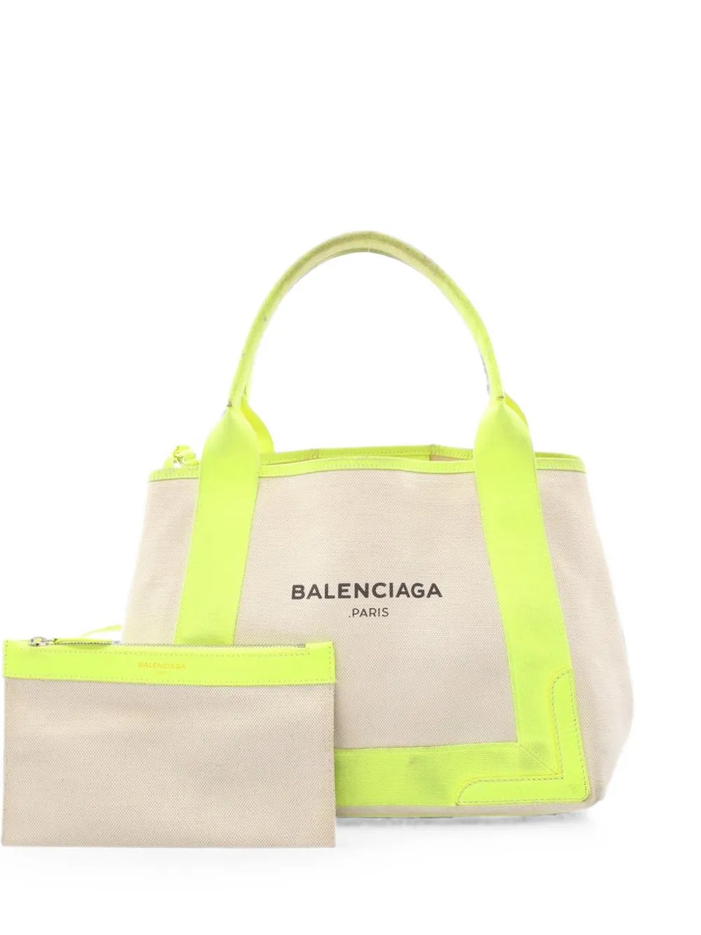 Balenciaga 2000s small Navy Cabas leather-trim tote bag