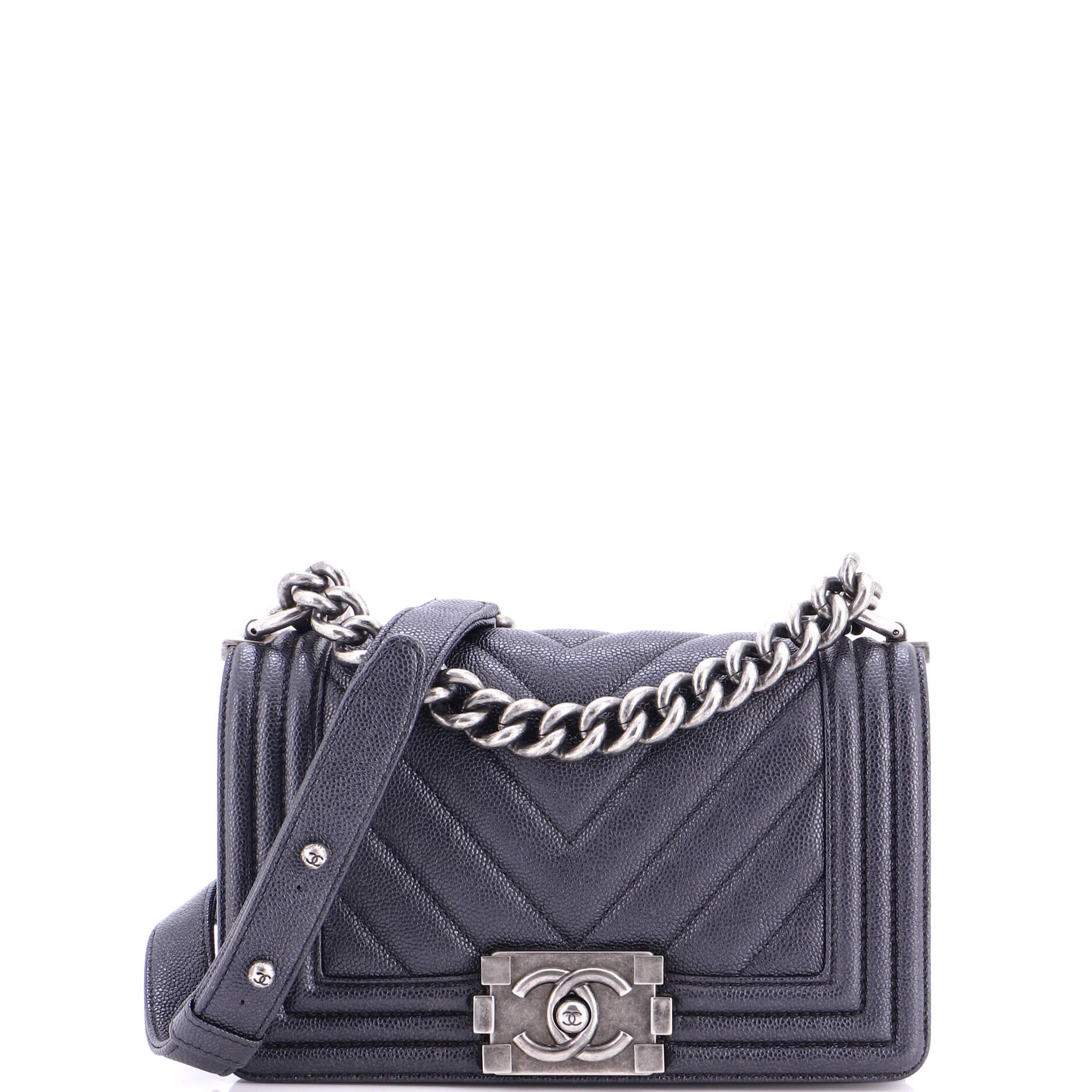 Boy Flap Bag Chevron Caviar Small