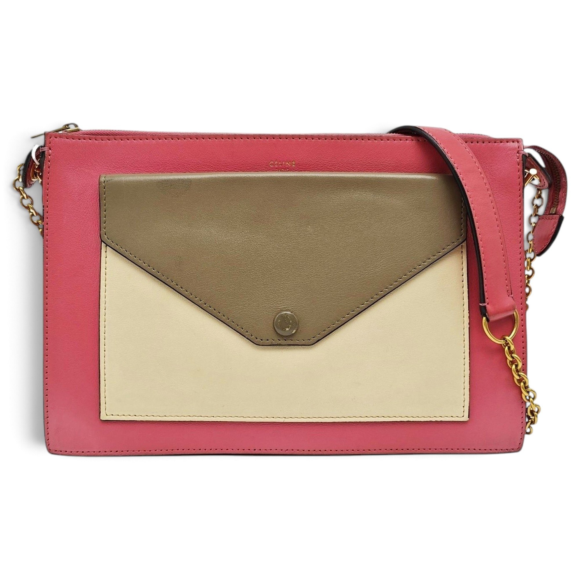 Pocket leather handbag
