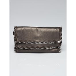 Stella McCartney Stella McCartney Dark Grey Faux Leather Falabella Clutch Bag