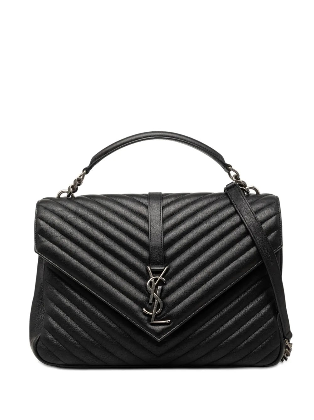 2018 Large Chevron Sheepskin Monogram College Bag satchel