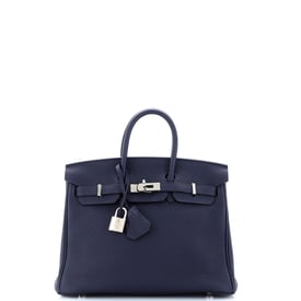 Hermes Birkin Handbag Bleu Nuit Togo with Palladium Hardware 25