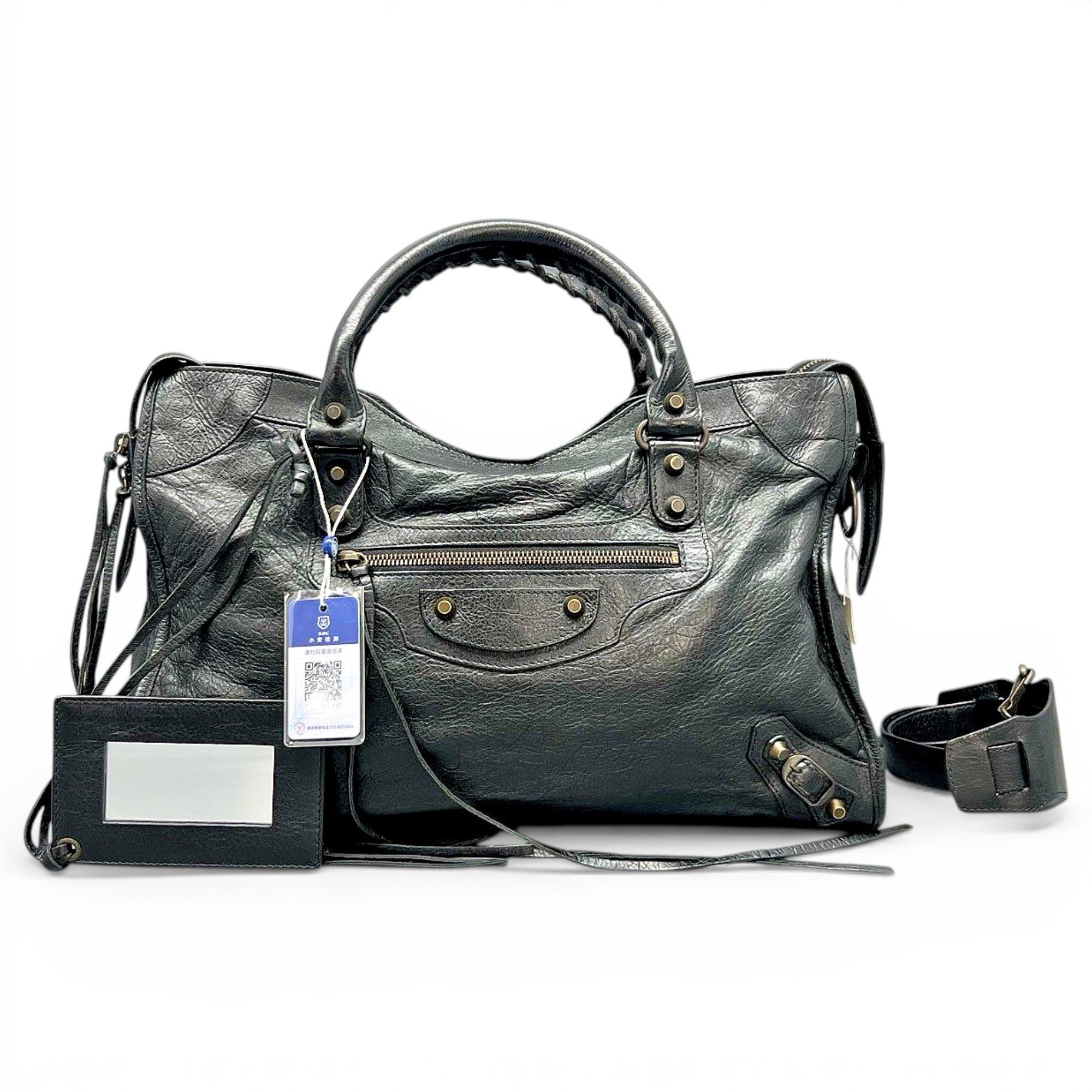 City leather handbag