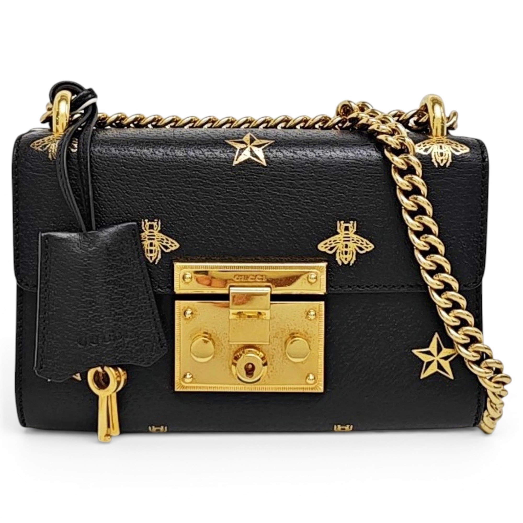 Padlock leather handbag