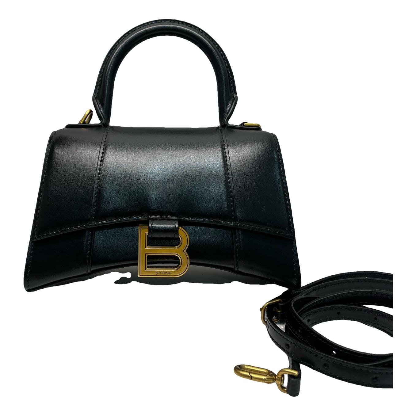 Hourglass leather handbag