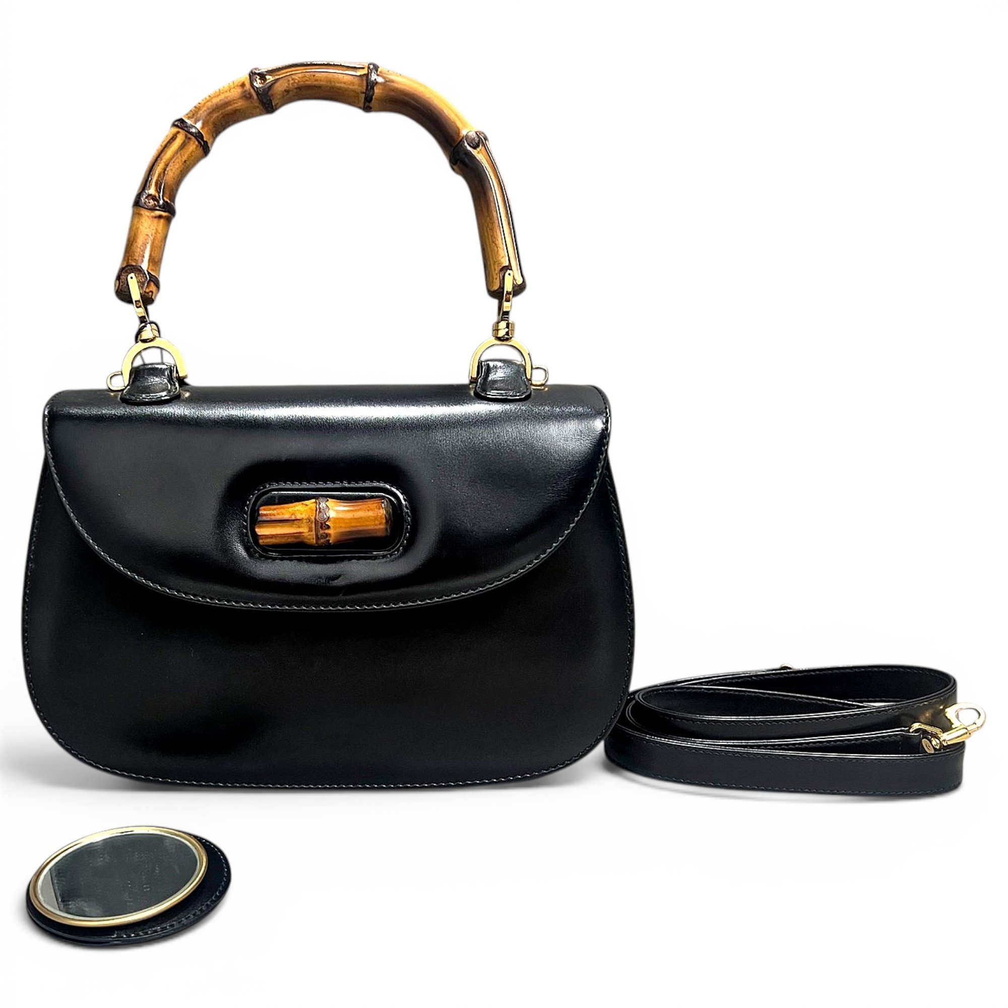 Convertible Bamboo Top Handle leather handbag