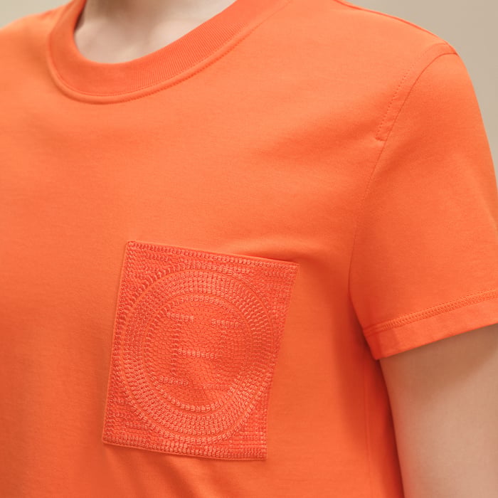 Orange Pop Embroidered Pocket T-shirt