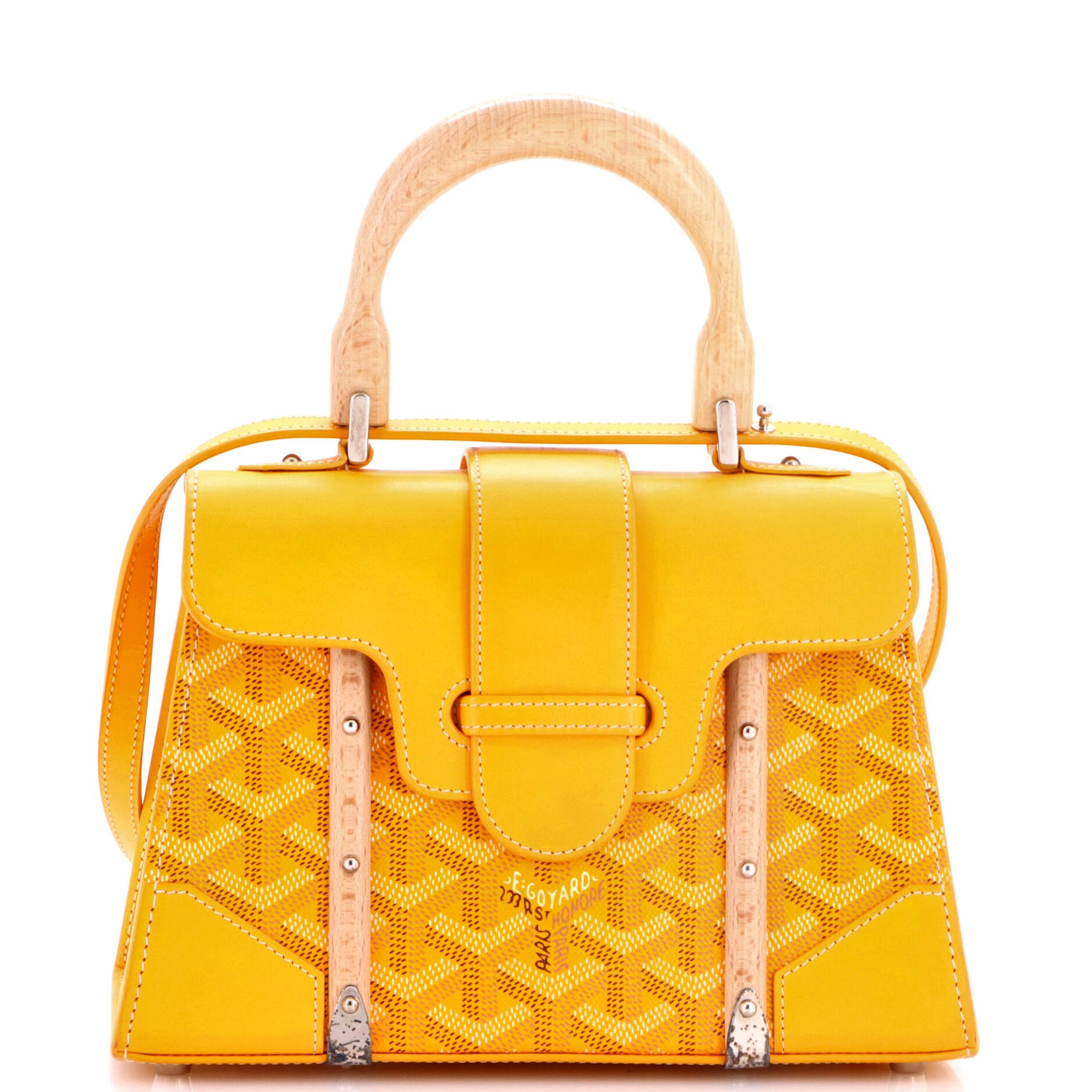 Structured Saigon Top Handle Bag Coated Canvas with Leather Mini