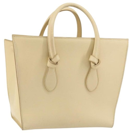 Tie leather tote