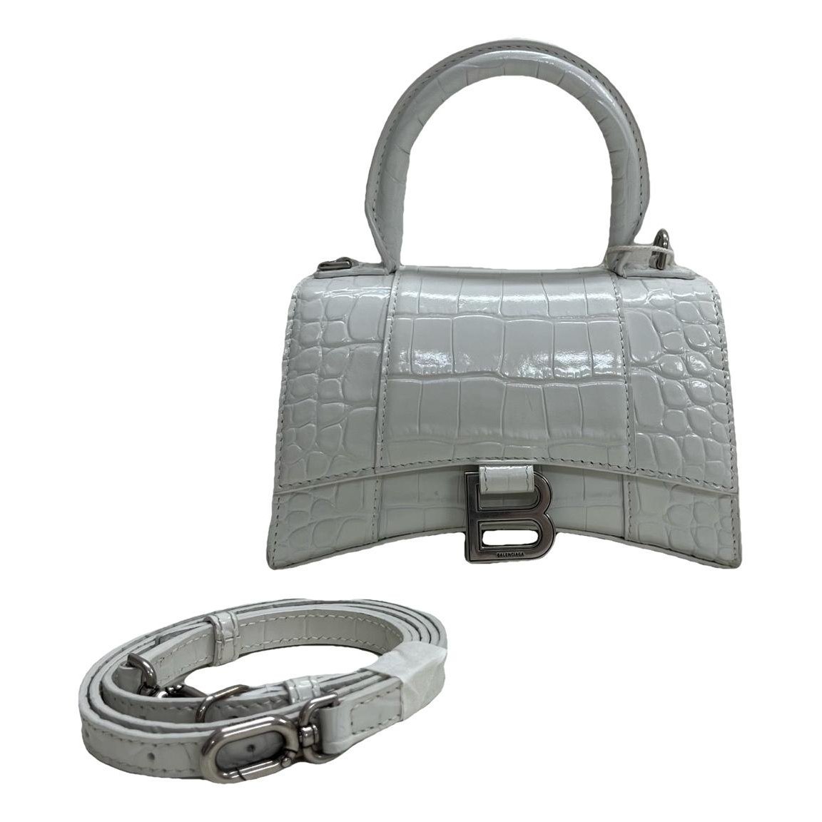 Hourglass leather handbag