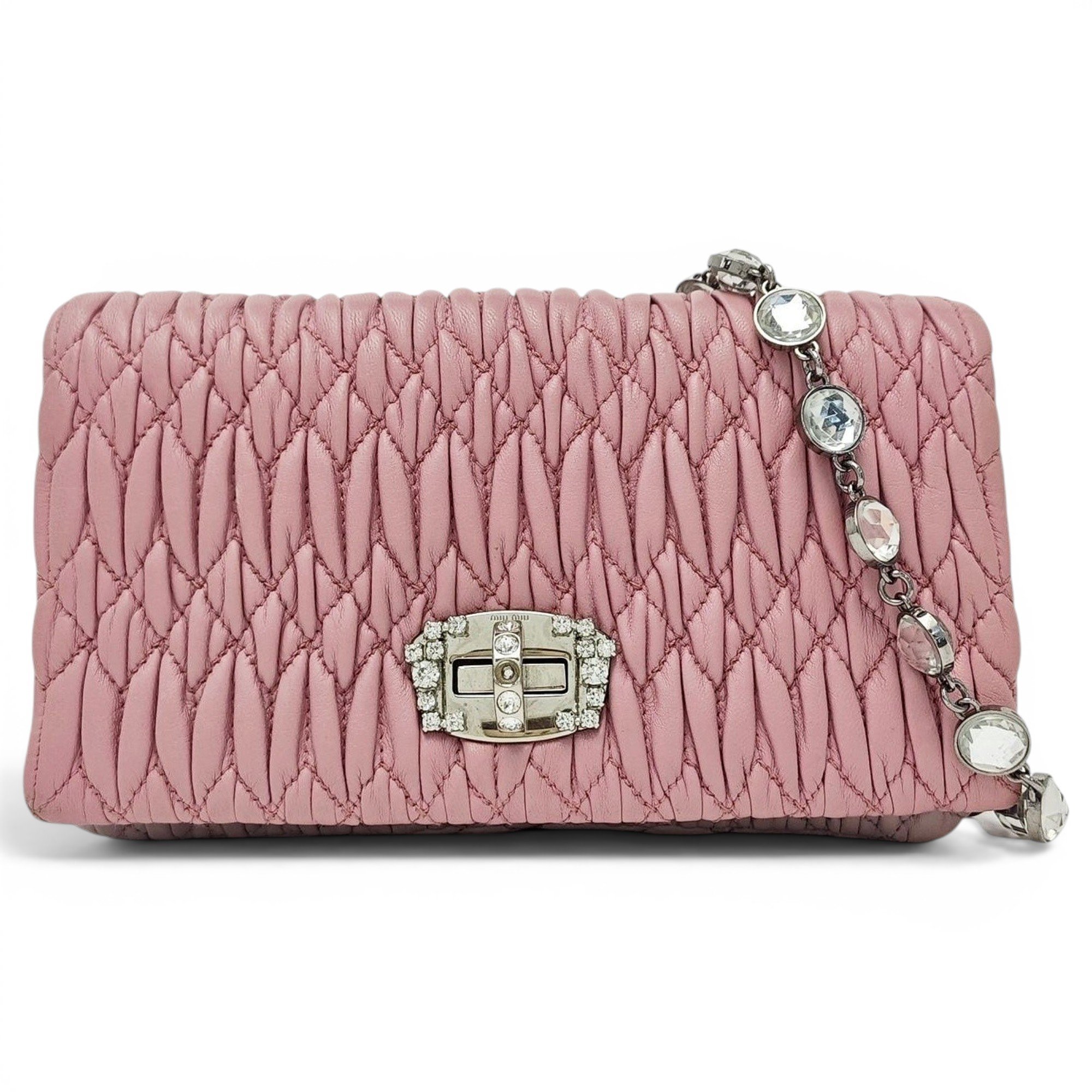 Miu Crystal leather handbag