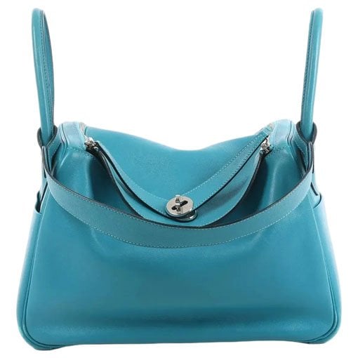 Hermes Lindy Handbag Turquoise Swift Leather