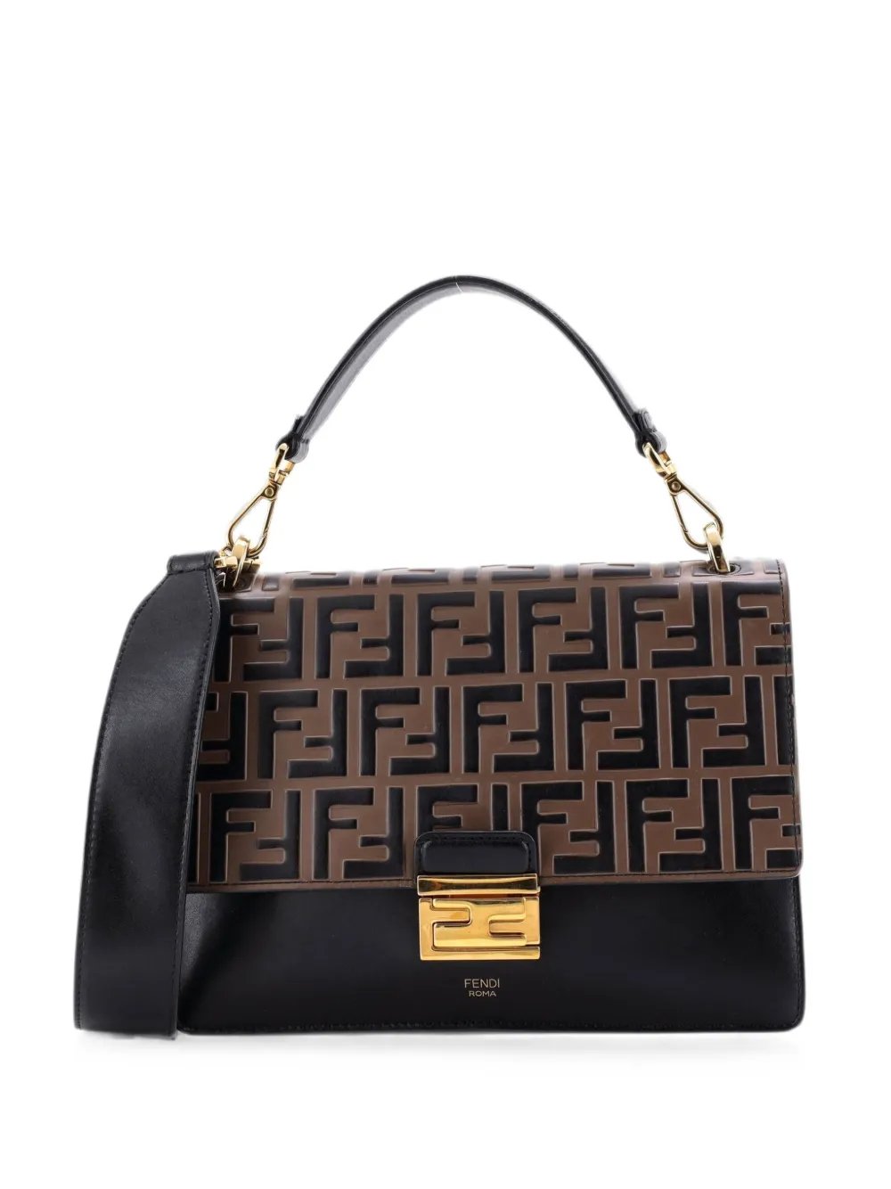 Fendi Kan U Zucca Embossed Leather Medium shoulder bag